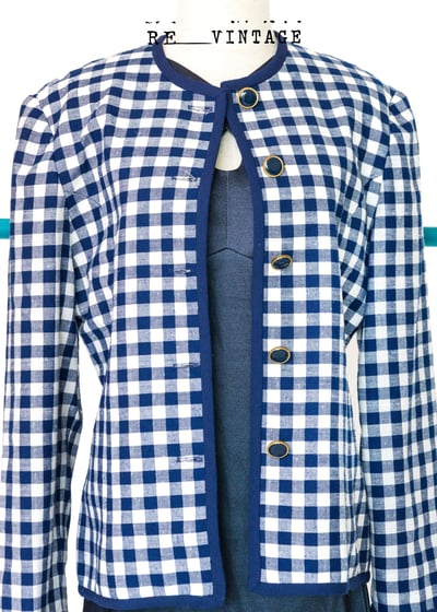 『法國寶物』法式深藍格西裝外套4