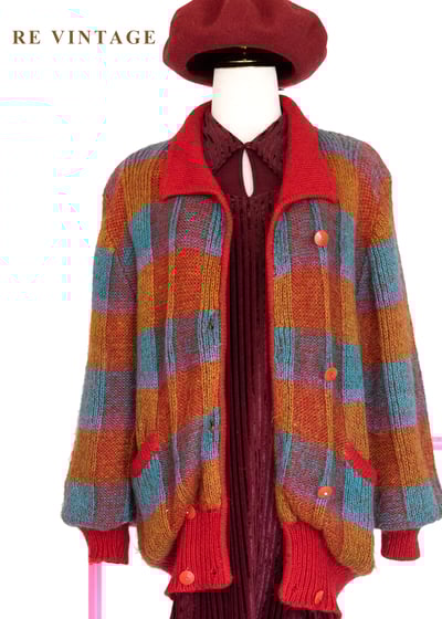 色彩炸彈大格紋針織毛衣外套3