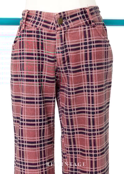 Peach Blossom 格紋中低腰單寧褲3