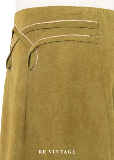 芥末黃綠色斑紋高腰短裙（26"）7