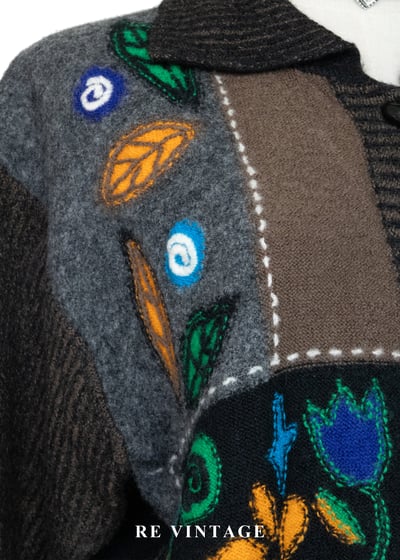 拼貼夢境撞色刺繡針織毛線外套7