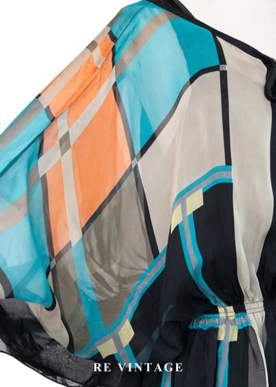 午夜霓虹撞色拼接雪紡上衣6