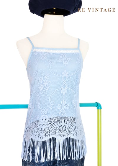 水藍蕾絲流蘇小背心1