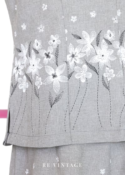 套裝背心 - 日系花卉霧灰小花背心11