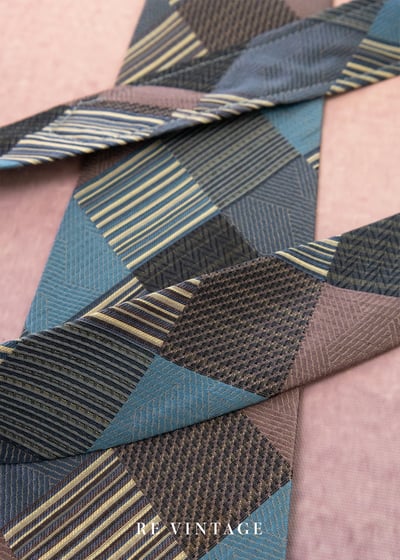 格與線幾何拼接個性領帶5
