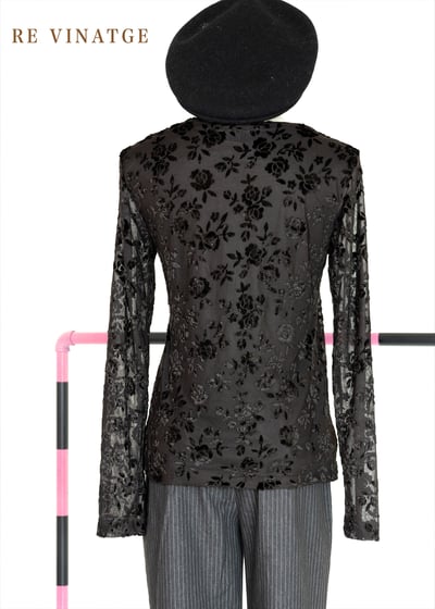 韓國製 - DKNY 黑玫瑰燒融輕薄長袖上衣6