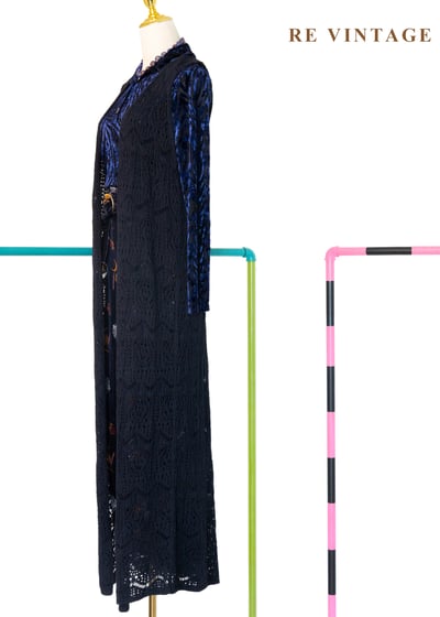 Dark Navy長版圖騰鉤針罩衫9