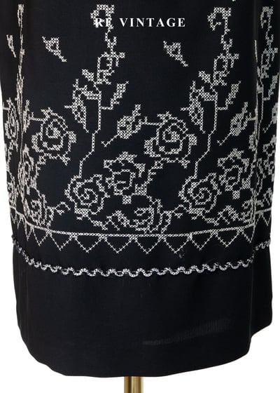 十字繡花卉古典韻味及膝裙（26"）4