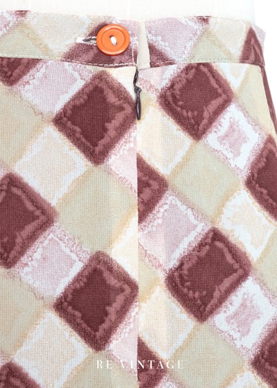 酒紅與米白的棋盤詩篇長裙（26"）11