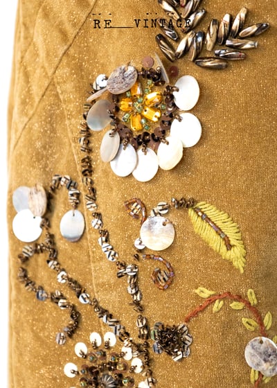 亮金金の小花刺繡寬版褲3