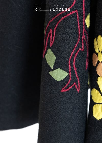 冬天的小花朵拼接毛呢中長裙（26")6