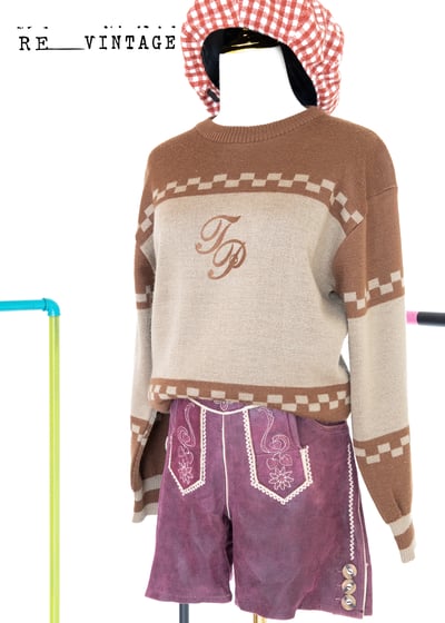 賽車格紋咖啡色針織毛衣1