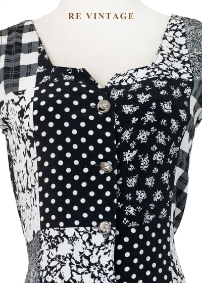 黑白故事拼圖 Patchwork 連身褲11