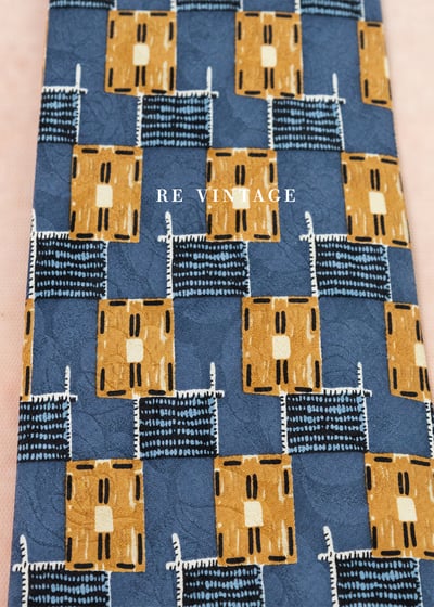 義式窗格黃藍色領帶4