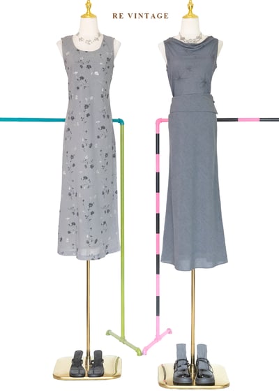 必備單品 - 翻摺簡約氣質灰色長裙（26"）2