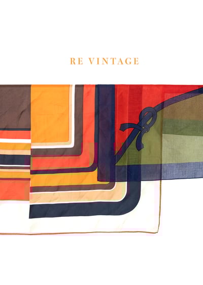 亮眼の橘色不對稱方格大絲巾2