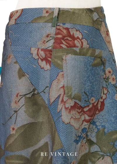 復古牡丹綠葉牛仔美裙（28"）10