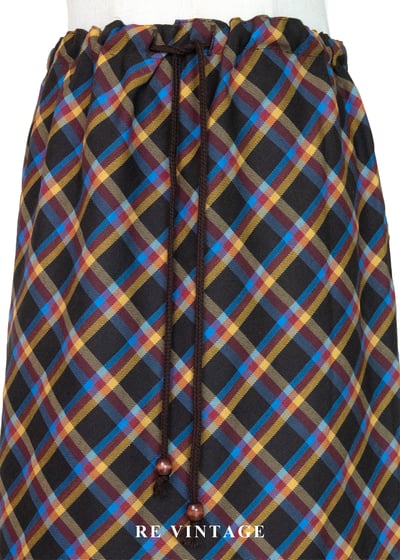 蘇格蘭的落日餘暉暖調格紋抽繩裙（24-30"）3