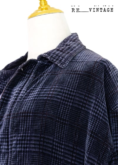 深藍紫色格紋絨布夾克外套4