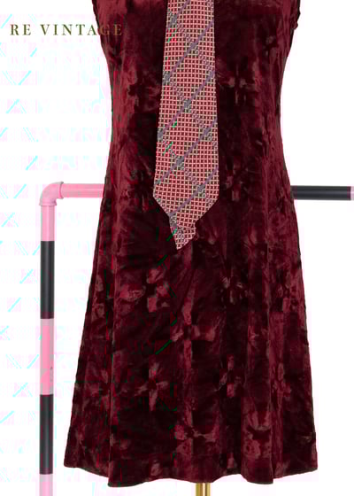 Red Wine 壓印絨布小花迷你洋裝4