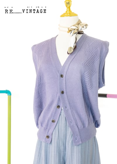 藍紫色立體編織紋針織背心1