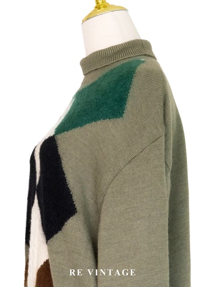 日本製 - Moss Green 四色菱格紋針織毛衣8