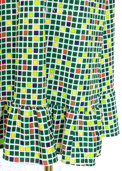 夏日跳格子荷葉裙擺洋裝10