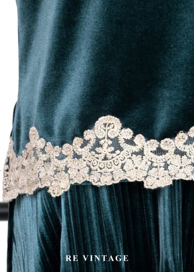 套裝組合 -深湖水綠壓褶絨布背心4