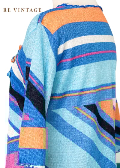 小花朵水藍彩虹薄款針織上衣8