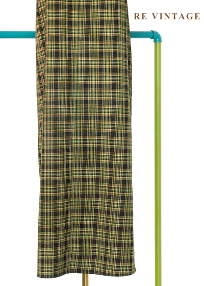 檸檬橄欖綠格紋銀骨頭吊帶長洋裝13