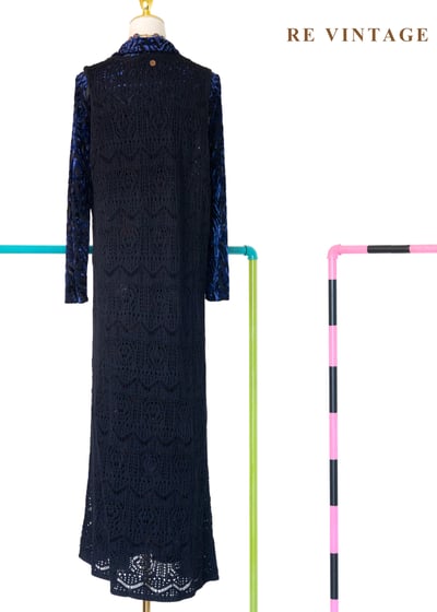 Dark Navy長版圖騰鉤針罩衫12