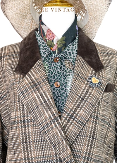 氣質單品 - 日本製 棕綠色的格紋西裝外套3