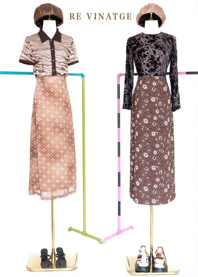 巧克力棕小白花長裙2