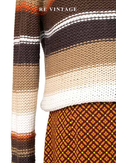 南瓜咖啡奶泡線條斜肩針織毛衣4