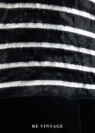 條紋狂想曲排釦黑絨洋裝14