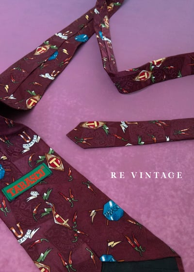 辛辣的古著靈魂Tabasco辣椒醬印花領帶9