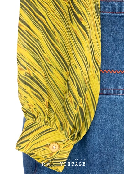 黃綠色の水波紋長袖襯衫7