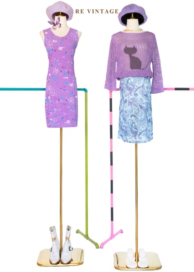 水藍流動花紋蔓延及膝裙（24-28"）2