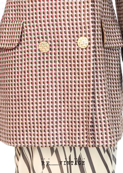 酒紅藕色雙排釦愛心格紋西裝外套10