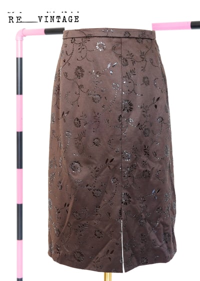 小花閃閃深咖啡色短裙4