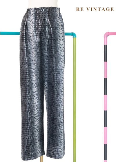 銀灰鱗紋質感冷冽高腰長褲（26-32"）8