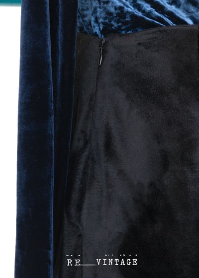 波波紋黑色絨布中長裙（25"）7