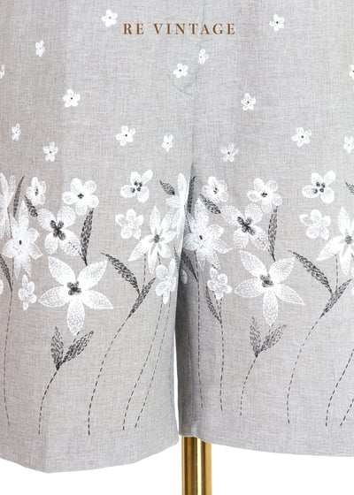 套裝短褲 - 日系花卉霧灰小花短褲（26"）4