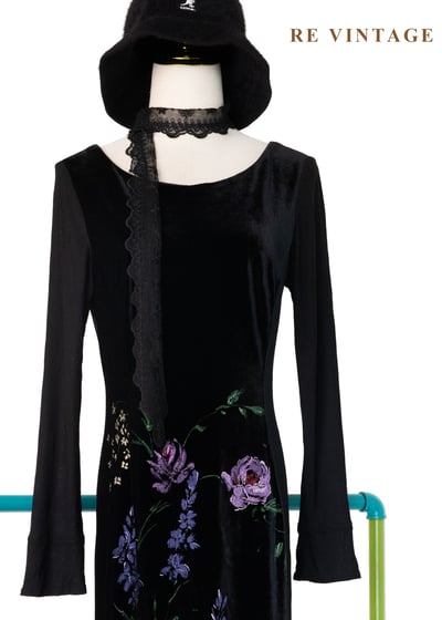 夜色花園 - 紫花盛開慶典絨布長洋裝8