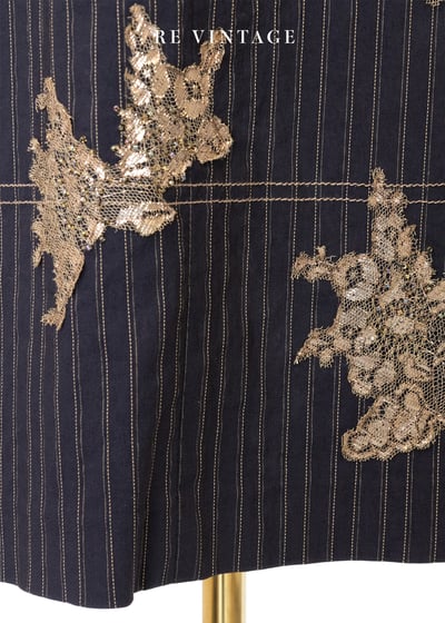 俐落の金花蕾絲拼貼線條及膝裙（27"）8