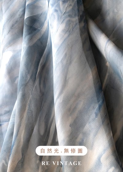 灰藍色水紋雪紡長裙（24-30"）14