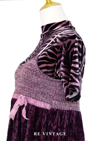 暗夜蝴蝶迷幻紫絨布蕾絲小洋裝10