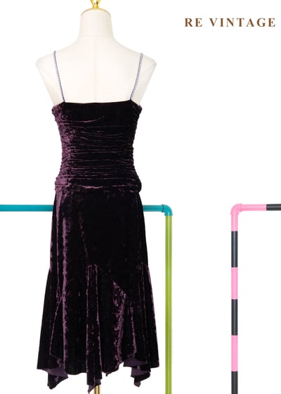 質感單品 - 優雅貴氣紫紅色抓皺絨布洋裝12