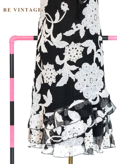 復古大花黑白氣質洋裝7
