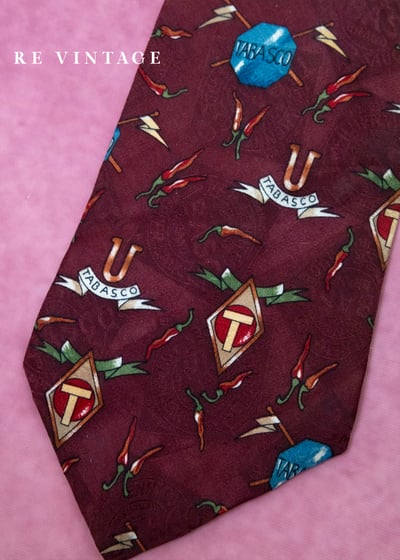 辛辣的古著靈魂Tabasco辣椒醬印花領帶5